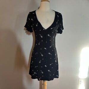 Forever 21 Guitar Print Sun Dress Small